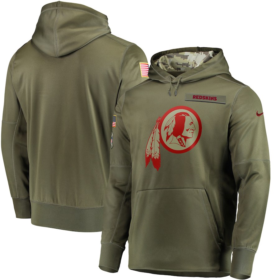 Men Washington Redskins Nike Olive Salute To Service KO Performance Hoodie Green->washington redskins->NFL Jersey